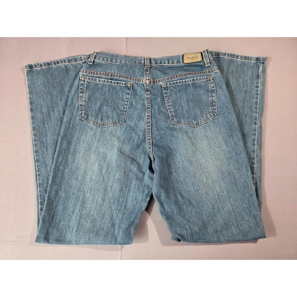 Eddie Bauer Jeans Womens 12 Tall Blue Denim Outdoor Durable Trails Pants